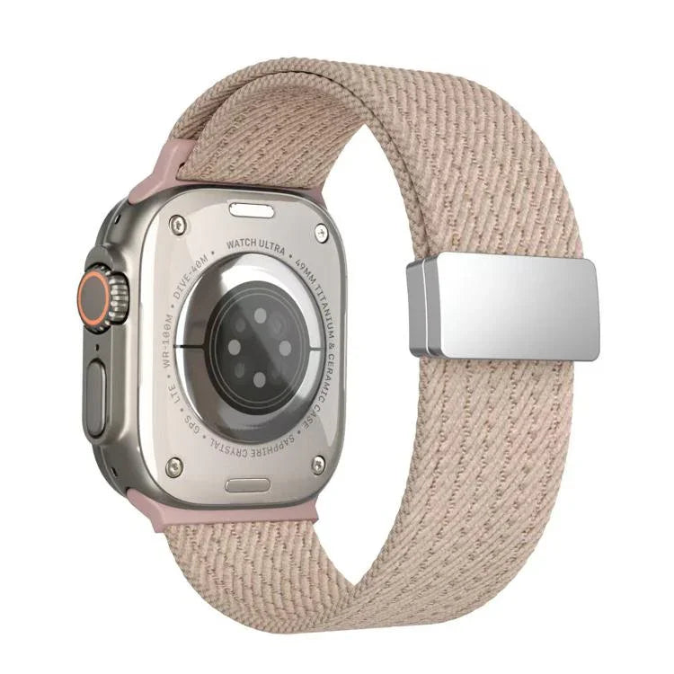 สายรัดนาฬิกาไนลอนยืดหยุ่นสี่เส้นแม่เหล็กสีเดียว สำหรับ Apple Watch 46mm / 49mm / 45mm / 44mm, สำหรับ Apple Watch 42mm / 41mm / 40mm / 38mm
