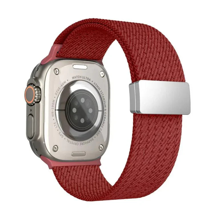 สายรัดนาฬิกาไนลอนยืดหยุ่นสี่เส้นแม่เหล็กสีเดียว สำหรับ Apple Watch 46mm / 49mm / 45mm / 44mm, สำหรับ Apple Watch 42mm / 41mm / 40mm / 38mm