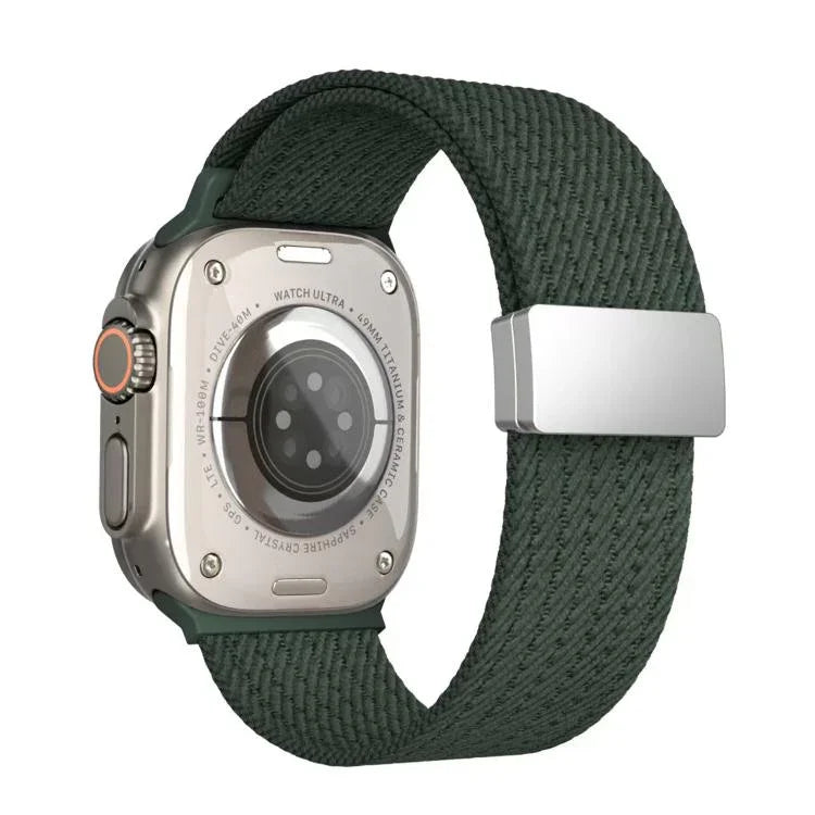 สายรัดนาฬิกาไนลอนยืดหยุ่นสี่เส้นแม่เหล็กสีเดียว สำหรับ Apple Watch 46mm / 49mm / 45mm / 44mm, สำหรับ Apple Watch 42mm / 41mm / 40mm / 38mm
