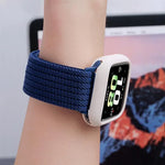 สายรัดนาฬิกาไนลอนยืดหยุ่นสี่เส้นแม่เหล็กสีเดียว สำหรับ Apple Watch 46mm / 49mm / 45mm / 44mm, สำหรับ Apple Watch 42mm / 41mm / 40mm / 38mm