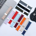 สายรัดนาฬิกาไนลอนยืดหยุ่นสี่เส้นแม่เหล็กสีเดียว สำหรับ Apple Watch 46mm / 49mm / 45mm / 44mm, สำหรับ Apple Watch 42mm / 41mm / 40mm / 38mm