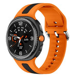 Silver Buckle Vertical Stripe Two Color Silicone Watch Band, For Samsung Galaxy Watch8 / Watch8 Classic