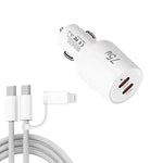 TE-P66 ชาร์จรถยนต์พอร์ต Type-C x 2 กำลังไฟ 75W ชาร์จเร็วแบบสองพอร์ต พร้อมสาย Type-C to Type-C / 8-Pin, TE-P66 พร้อมสาย
