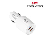 TE-P66 ชาร์จรถยนต์พอร์ต Type-C x 2 กำลังไฟ 75W ชาร์จเร็วแบบสองพอร์ต พร้อมสาย Type-C to Type-C / 8-Pin, TE-P66 พร้อมสาย
