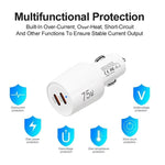 TE-P66 ชาร์จรถยนต์พอร์ต Type-C x 2 กำลังไฟ 75W ชาร์จเร็วแบบสองพอร์ต พร้อมสาย Type-C to Type-C / 8-Pin, TE-P66 พร้อมสาย