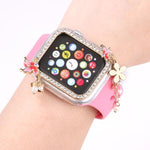 ฝาครอบนาฬิกา PC กลวงเพชรเดี่ยวรูปผีเสื้อพู่ สำหรับ Apple Watch Series 6 / 5 / 4 & SE ขนาด 44 มม., สำหรับ Apple Watch Series 6 / 5 / 4 & SE ขนาด 40 มม., สำหรับ Apple Watch Series 9 / 8 / 7 ขนาด 45 มม., สำหรับ Apple Watch Series 9 / 8 / 7 ขนาด 41 มม.