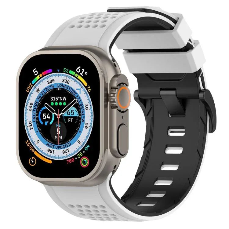 สายรัดนาฬิกาซิลิโคนระบายอากาศลายตาราง สำหรับ Apple Watch ขนาด 46 มม. / 49 มม. / 45 มม. / 44 มม.