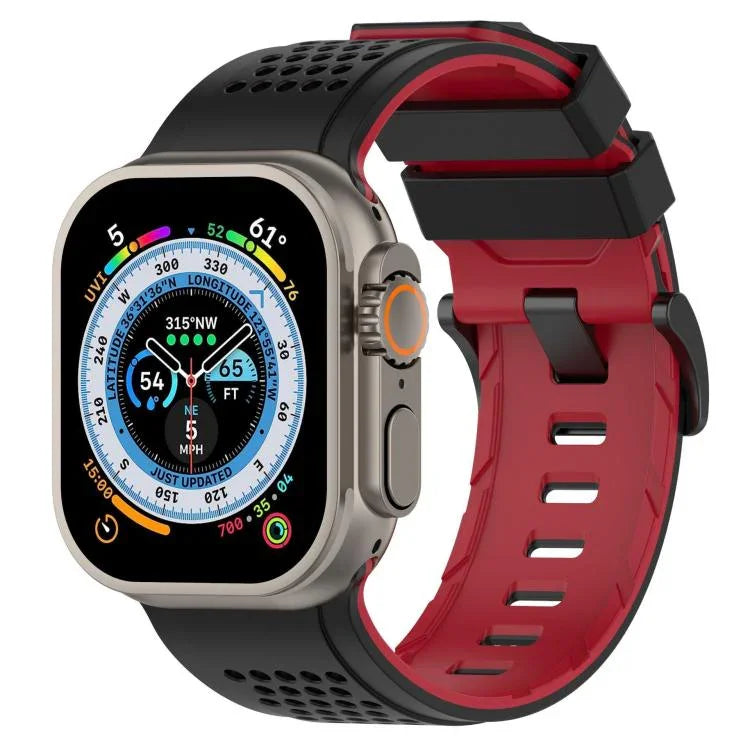 สายรัดนาฬิกาซิลิโคนระบายอากาศลายตาราง สำหรับ Apple Watch ขนาด 46 มม. / 49 มม. / 45 มม. / 44 มม.
