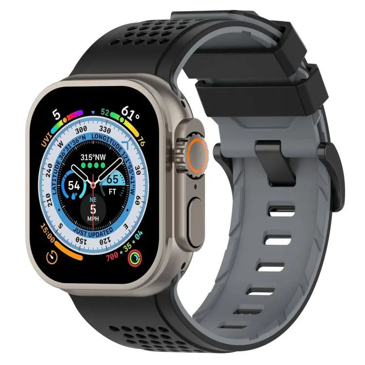 สายรัดนาฬิกาซิลิโคนระบายอากาศลายตาราง สำหรับ Apple Watch ขนาด 46 มม. / 49 มม. / 45 มม. / 44 มม.