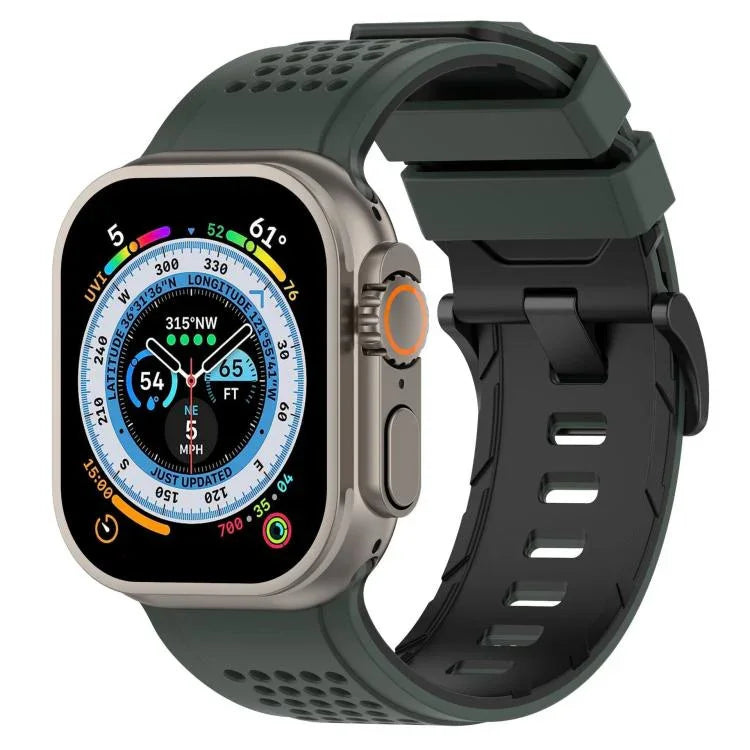 สายรัดนาฬิกาซิลิโคนระบายอากาศลายตาราง สำหรับ Apple Watch ขนาด 46 มม. / 49 มม. / 45 มม. / 44 มม.
