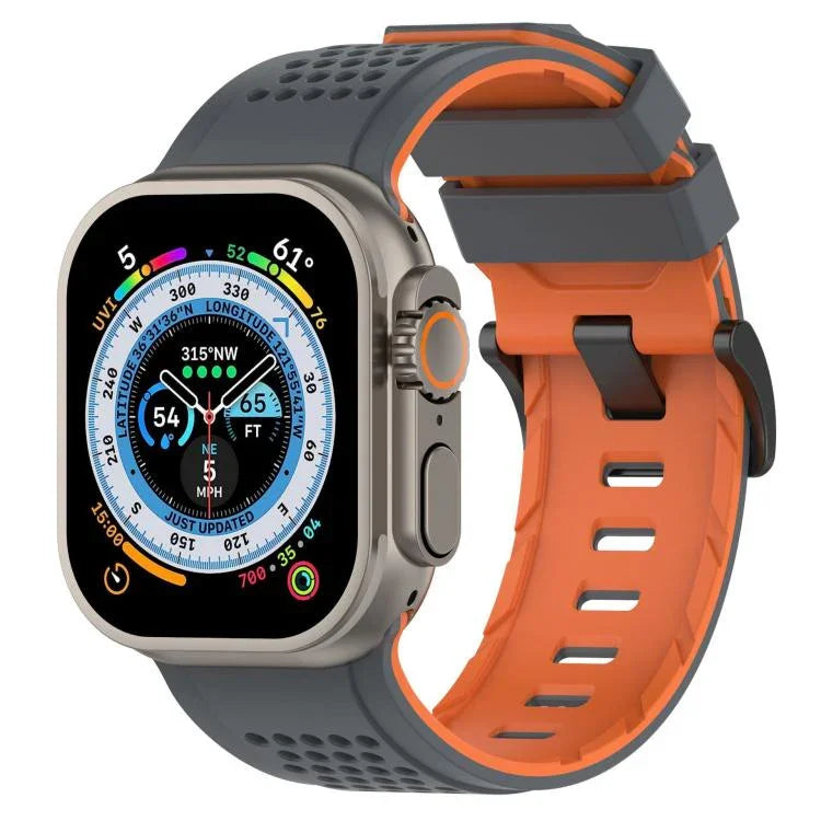 สายรัดนาฬิกาซิลิโคนระบายอากาศลายตาราง สำหรับ Apple Watch ขนาด 46 มม. / 49 มม. / 45 มม. / 44 มม.