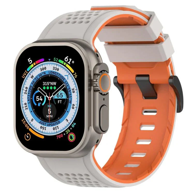 สายรัดนาฬิกาซิลิโคนระบายอากาศลายตาราง สำหรับ Apple Watch ขนาด 46 มม. / 49 มม. / 45 มม. / 44 มม.