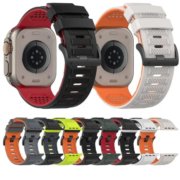 สายรัดนาฬิกาซิลิโคนระบายอากาศลายตาราง สำหรับ Apple Watch ขนาด 46 มม. / 49 มม. / 45 มม. / 44 มม.