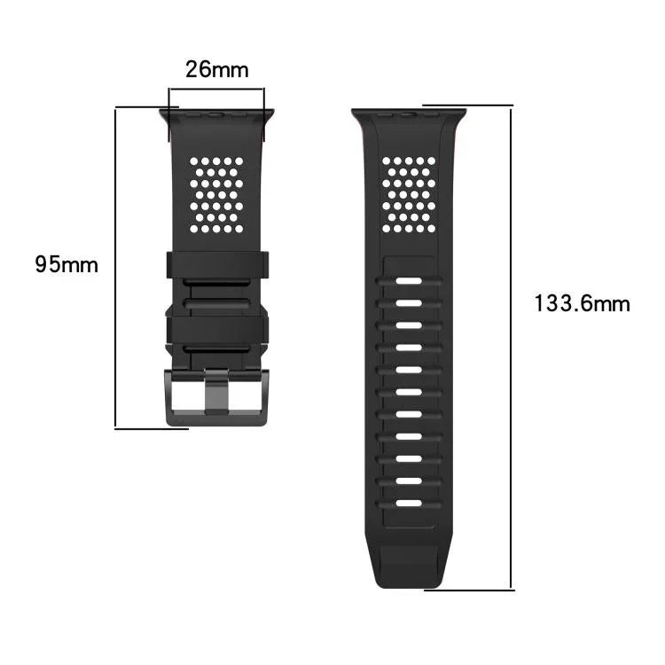 สายรัดนาฬิกาซิลิโคนระบายอากาศลายตาราง สำหรับ Apple Watch ขนาด 46 มม. / 49 มม. / 45 มม. / 44 มม.