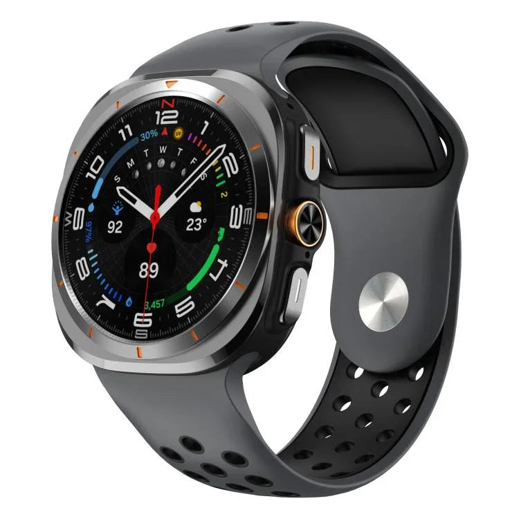 สายซิลิโคนหัวเข็มขัดกลับรูกลมสองสี สำหรับ Samsung Galaxy Watch Ultra 47mm / Ultra 2025
