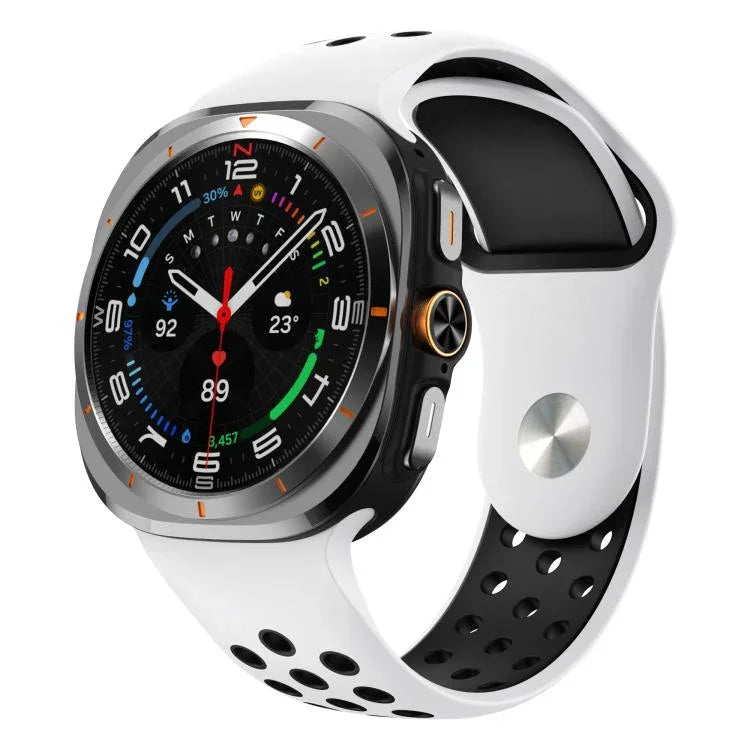 สายซิลิโคนหัวเข็มขัดกลับรูกลมสองสี สำหรับ Samsung Galaxy Watch Ultra 47mm / Ultra 2025