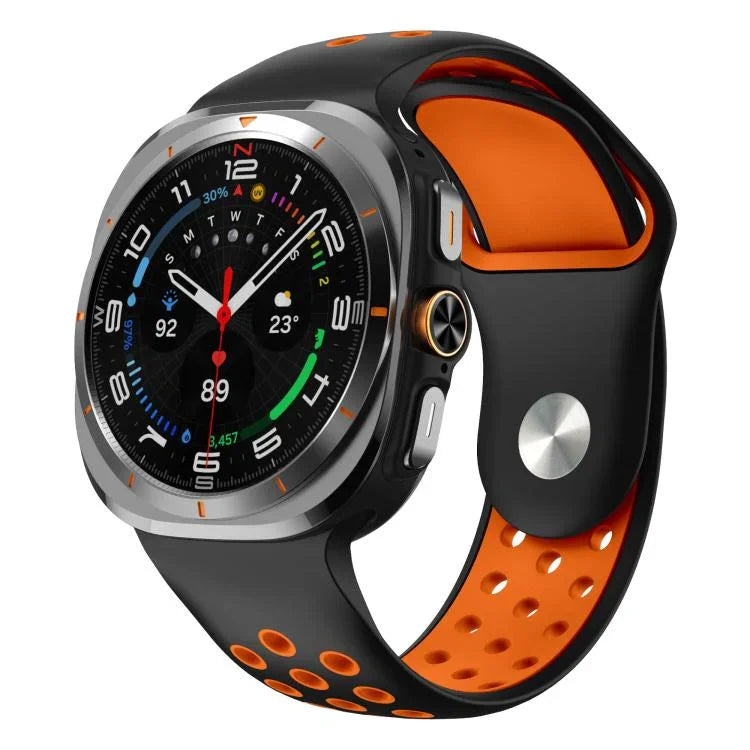 สายซิลิโคนหัวเข็มขัดกลับรูกลมสองสี สำหรับ Samsung Galaxy Watch Ultra 47mm / Ultra 2025