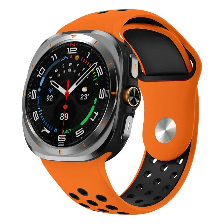 สายซิลิโคนหัวเข็มขัดกลับรูกลมสองสี สำหรับ Samsung Galaxy Watch Ultra 47mm / Ultra 2025