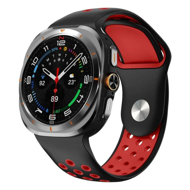 สายซิลิโคนหัวเข็มขัดกลับรูกลมสองสี สำหรับ Samsung Galaxy Watch Ultra 47mm / Ultra 2025