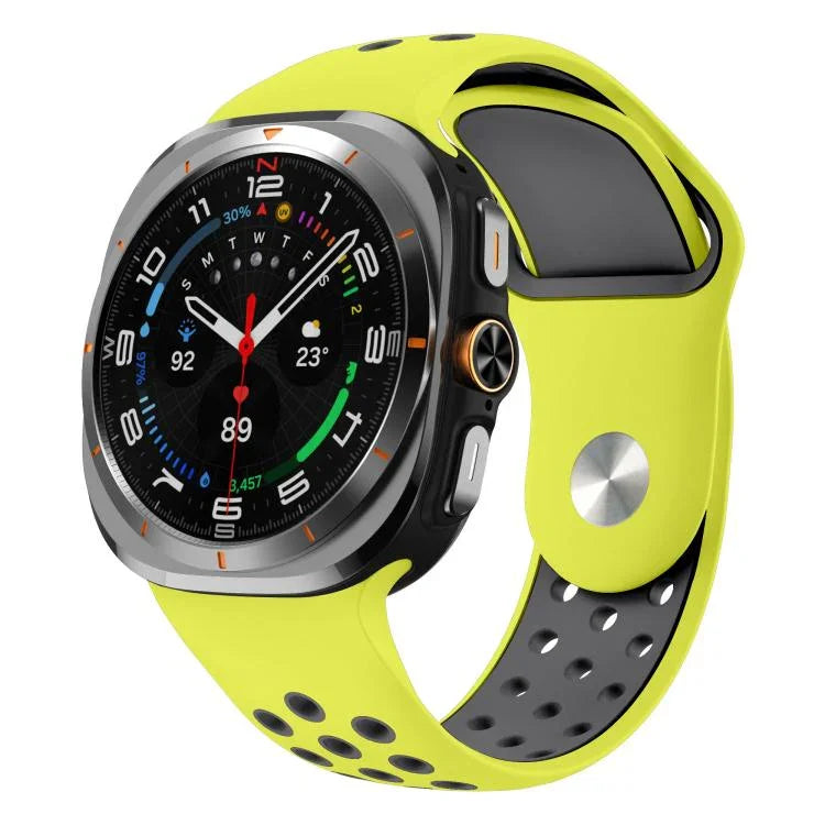 สายซิลิโคนหัวเข็มขัดกลับรูกลมสองสี สำหรับ Samsung Galaxy Watch Ultra 47mm / Ultra 2025
