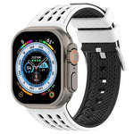 สายรัดนาฬิกาซิลิโคนระบายอากาศสองสีมีรูแนวตั้ง สำหรับ Apple Watch ขนาด 46 มม. / 49 มม. / 45 มม. / 44 มม.