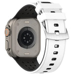 สายรัดนาฬิกาซิลิโคนระบายอากาศสองสีมีรูแนวตั้ง สำหรับ Apple Watch ขนาด 46 มม. / 49 มม. / 45 มม. / 44 มม.