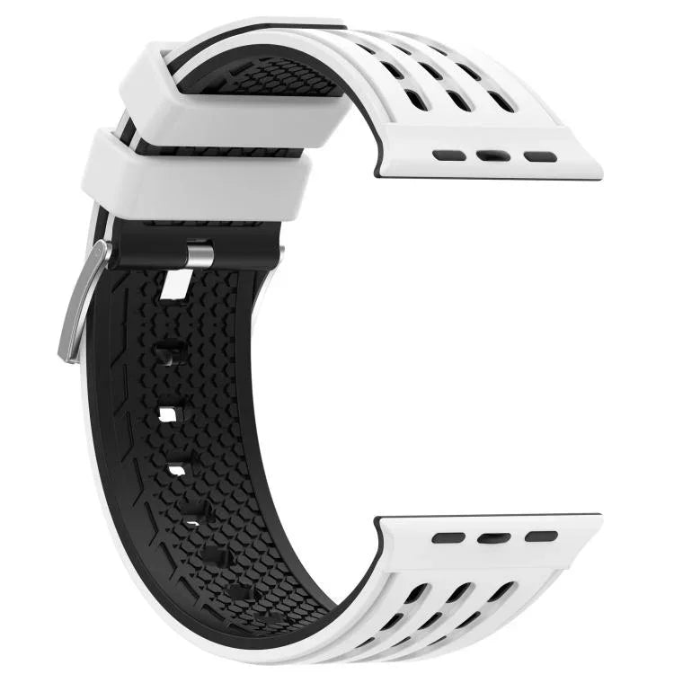 สายรัดนาฬิกาซิลิโคนระบายอากาศสองสีมีรูแนวตั้ง สำหรับ Apple Watch ขนาด 46 มม. / 49 มม. / 45 มม. / 44 มม.