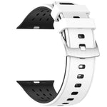 สายรัดนาฬิกาซิลิโคนระบายอากาศสองสีมีรูแนวตั้ง สำหรับ Apple Watch ขนาด 46 มม. / 49 มม. / 45 มม. / 44 มม.