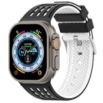 สายรัดนาฬิกาซิลิโคนระบายอากาศสองสีมีรูแนวตั้ง สำหรับ Apple Watch ขนาด 46 มม. / 49 มม. / 45 มม. / 44 มม.