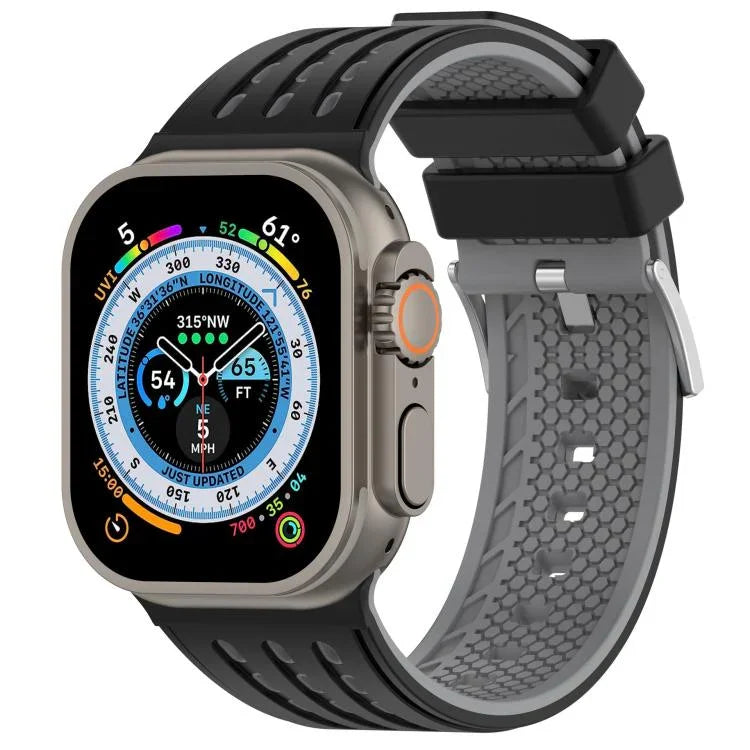 สายรัดนาฬิกาซิลิโคนระบายอากาศสองสีมีรูแนวตั้ง สำหรับ Apple Watch ขนาด 46 มม. / 49 มม. / 45 มม. / 44 มม.