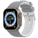 สายรัดนาฬิกาซิลิโคนระบายอากาศสองสีมีรูแนวตั้ง สำหรับ Apple Watch ขนาด 46 มม. / 49 มม. / 45 มม. / 44 มม.