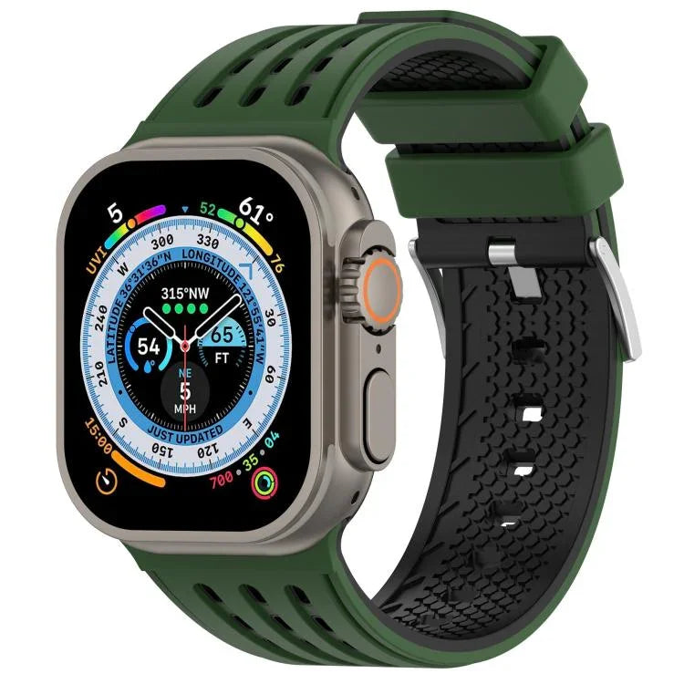 สายรัดนาฬิกาซิลิโคนระบายอากาศสองสีมีรูแนวตั้ง สำหรับ Apple Watch ขนาด 46 มม. / 49 มม. / 45 มม. / 44 มม.