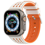 สายรัดนาฬิกาซิลิโคนระบายอากาศสองสีมีรูแนวตั้ง สำหรับ Apple Watch ขนาด 46 มม. / 49 มม. / 45 มม. / 44 มม.