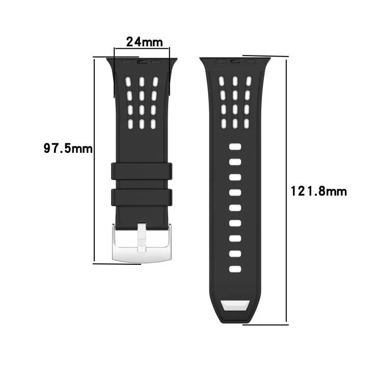 สายรัดนาฬิกาซิลิโคนระบายอากาศสองสีมีรูแนวตั้ง สำหรับ Apple Watch ขนาด 46 มม. / 49 มม. / 45 มม. / 44 มม.