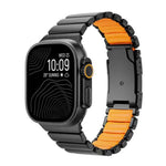 สายรัดนาฬิกาซิลิโคนโลหะไทเทเนียมสองสีพร้อมหัวเข็มขัดเต่า สำหรับ Apple Watch ขนาด 46 มม. / 49 มม. / 45 มม. / 44 มม.