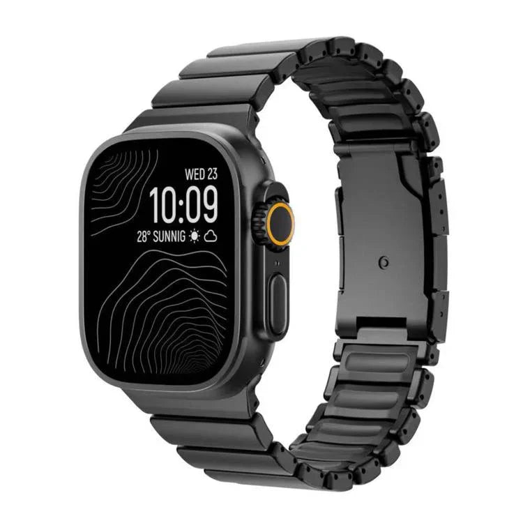 สายรัดนาฬิกาซิลิโคนโลหะไทเทเนียมสองสีพร้อมหัวเข็มขัดเต่า สำหรับ Apple Watch ขนาด 46 มม. / 49 มม. / 45 มม. / 44 มม.