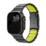 สายรัดนาฬิกาซิลิโคนโลหะไทเทเนียมสองสีพร้อมหัวเข็มขัดเต่า สำหรับ Apple Watch ขนาด 46 มม. / 49 มม. / 45 มม. / 44 มม.