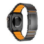 สายรัดนาฬิกาซิลิโคนโลหะไทเทเนียมสองสีพร้อมหัวเข็มขัดเต่า สำหรับ Apple Watch ขนาด 46 มม. / 49 มม. / 45 มม. / 44 มม.