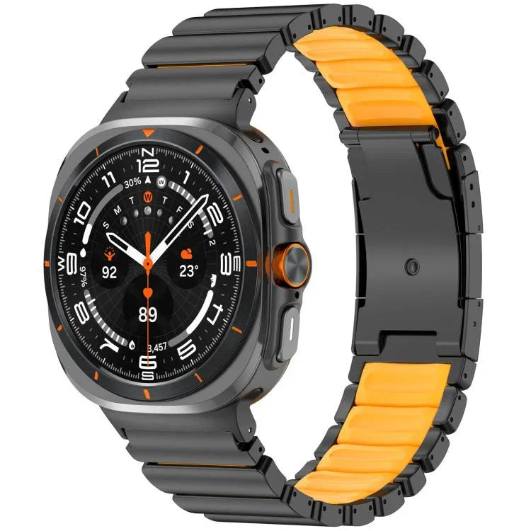 สายซิลิโคนโลหะไทเทเนียมสองสีหัวเข็มขัดเต่า สำหรับ Samsung Galaxy Watch8 / 8 Classic