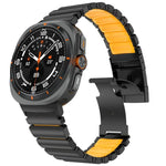 สายซิลิโคนโลหะไทเทเนียมสองสีหัวเข็มขัดเต่า สำหรับ Samsung Galaxy Watch8 / 8 Classic
