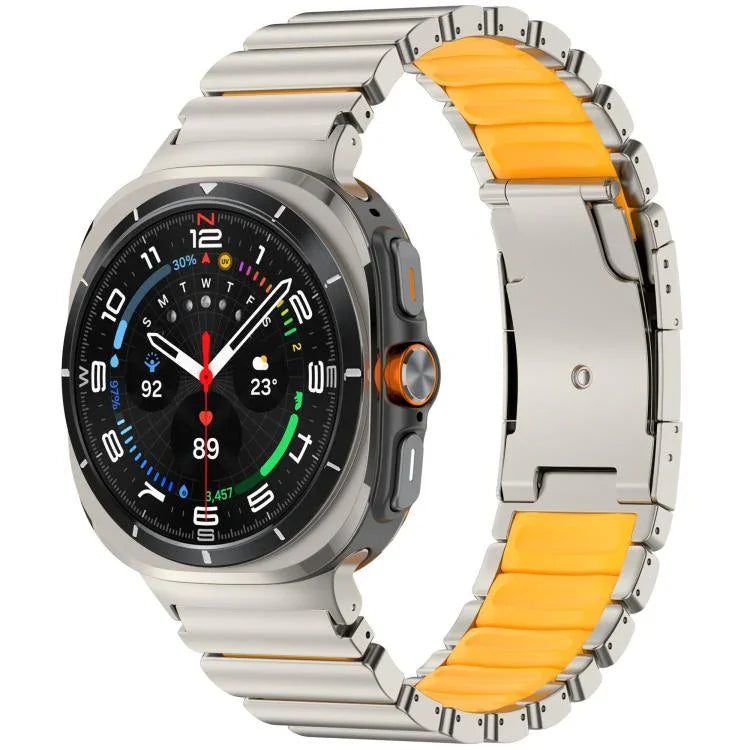 สายซิลิโคนโลหะไทเทเนียมสองสีหัวเข็มขัดเต่า สำหรับ Samsung Galaxy Watch8 / 8 Classic