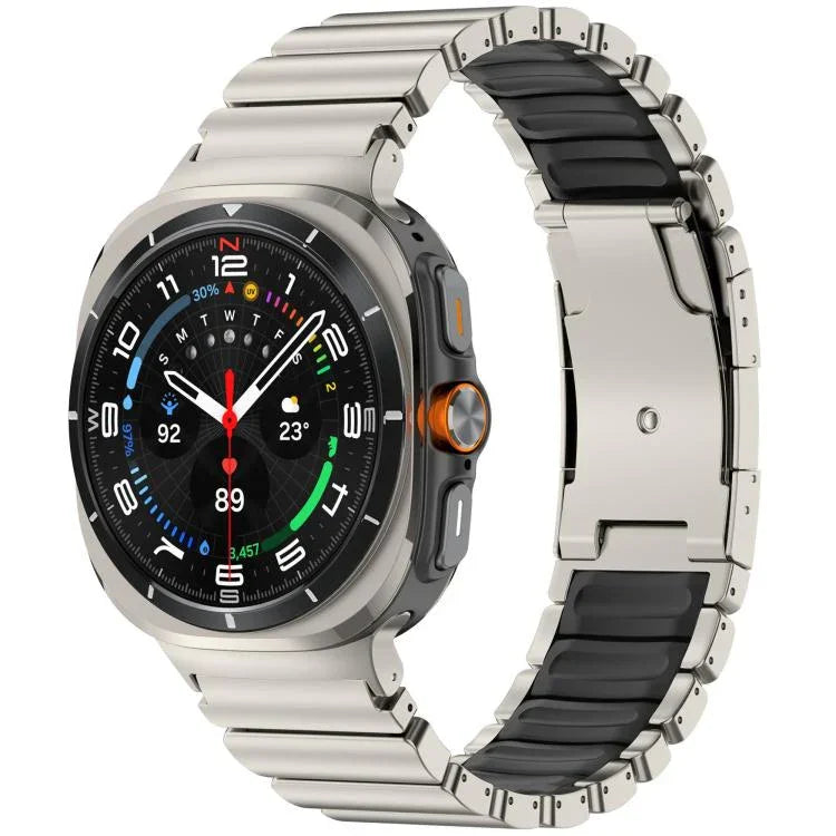 สายซิลิโคนโลหะไทเทเนียมสองสีหัวเข็มขัดเต่า สำหรับ Samsung Galaxy Watch8 / 8 Classic