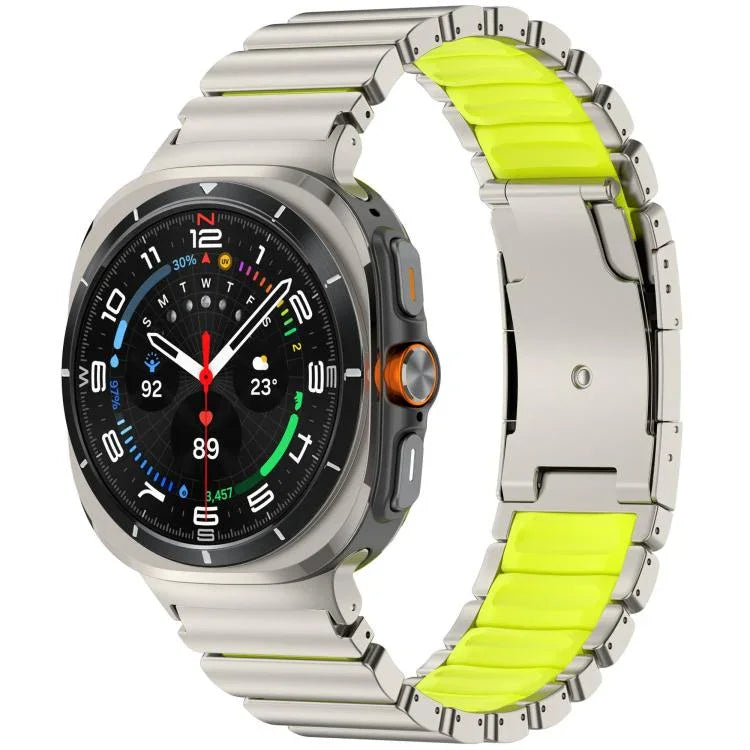 สายซิลิโคนโลหะไทเทเนียมสองสีหัวเข็มขัดเต่า สำหรับ Samsung Galaxy Watch8 / 8 Classic