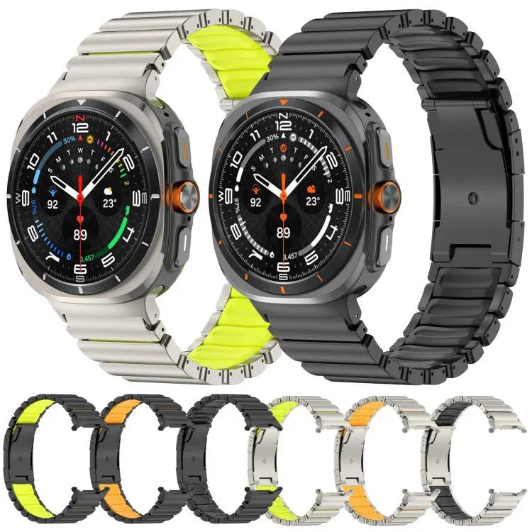 สายซิลิโคนโลหะไทเทเนียมสองสีหัวเข็มขัดเต่า สำหรับ Samsung Galaxy Watch8 / 8 Classic