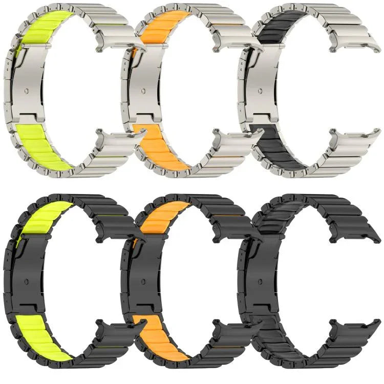 สายซิลิโคนโลหะไทเทเนียมสองสีหัวเข็มขัดเต่า สำหรับ Samsung Galaxy Watch8 / 8 Classic