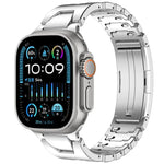 สายรัดนาฬิกาสแตนเลสสตีลหัวเข็มขัดผีเสื้อแบบปลดเร็วรูปตัว H สำหรับ Apple Watch 44 มม. / 45 มม. / 46 มม. / 49 มม., สำหรับ Apple Watch 42 มม. / 41 มม. / 40 มม. / 38 มม.