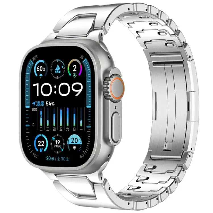 สายรัดนาฬิกาสแตนเลสสตีลหัวเข็มขัดผีเสื้อแบบปลดเร็วรูปตัว H สำหรับ Apple Watch 44 มม. / 45 มม. / 46 มม. / 49 มม., สำหรับ Apple Watch 42 มม. / 41 มม. / 40 มม. / 38 มม.