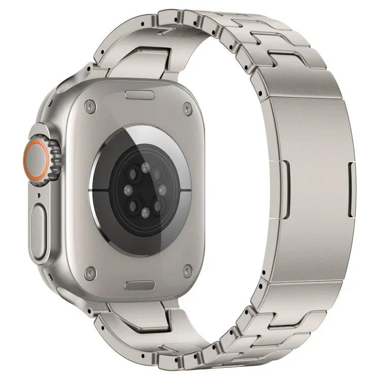 สายรัดนาฬิกาสแตนเลสสตีลหัวเข็มขัดผีเสื้อแบบปลดเร็วรูปตัว H สำหรับ Apple Watch 44 มม. / 45 มม. / 46 มม. / 49 มม., สำหรับ Apple Watch 42 มม. / 41 มม. / 40 มม. / 38 มม.
