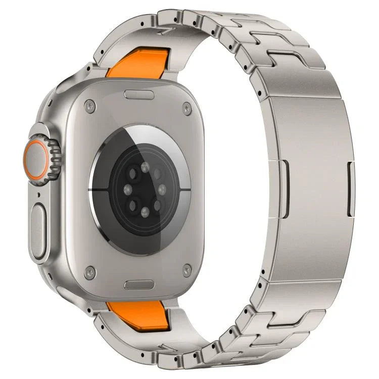 สายรัดนาฬิกาสแตนเลสสตีลหัวเข็มขัดผีเสื้อแบบปลดเร็วรูปตัว H สำหรับ Apple Watch 44 มม. / 45 มม. / 46 มม. / 49 มม., สำหรับ Apple Watch 42 มม. / 41 มม. / 40 มม. / 38 มม.