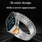 สายรัดนาฬิกาสแตนเลสสตีลหัวเข็มขัดผีเสื้อแบบปลดเร็วรูปตัว H สำหรับ Apple Watch 44 มม. / 45 มม. / 46 มม. / 49 มม., สำหรับ Apple Watch 42 มม. / 41 มม. / 40 มม. / 38 มม.